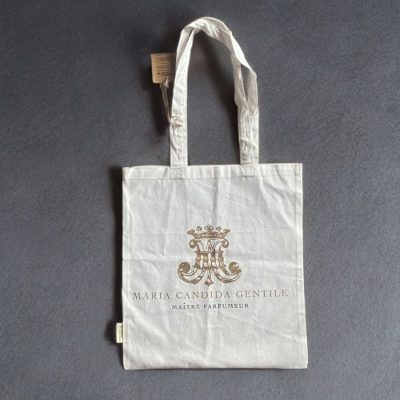 Tote bag bianca con logo oro