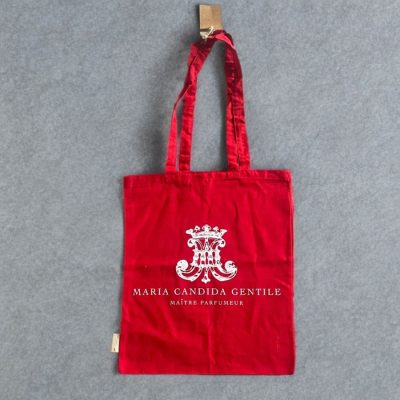 Tote bag rossa con logo bianco