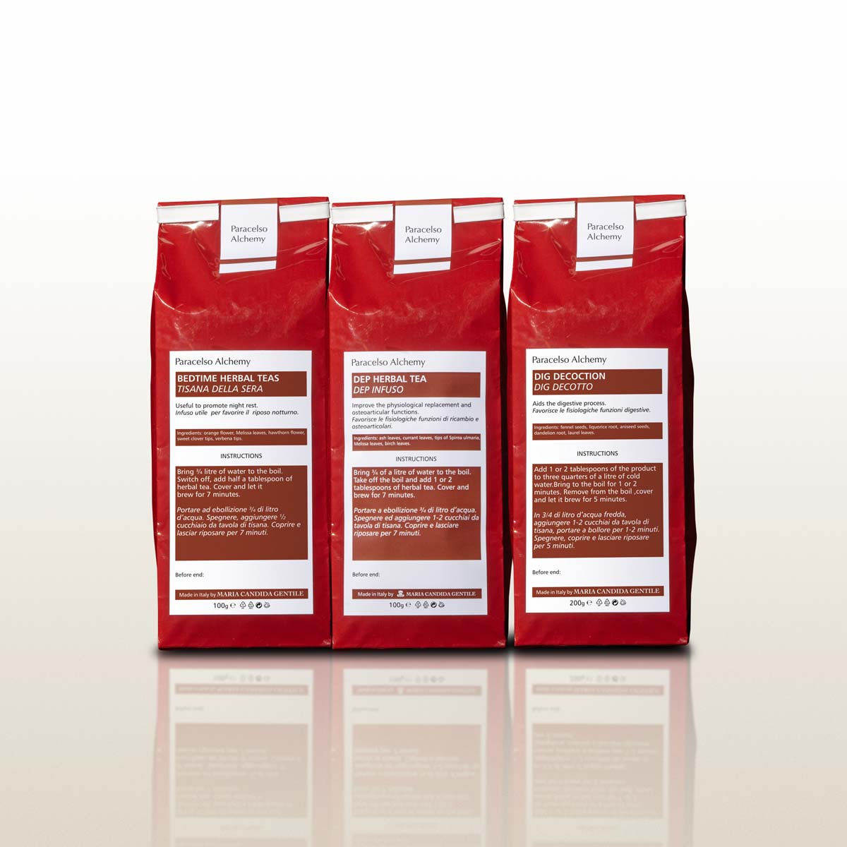 Composizione prodotti della categoria Tisane Paracelso Alchemy di Maria Candida Gentile